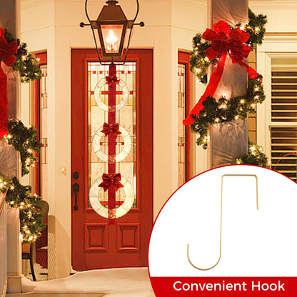 Goflame Set of 3 Pre-Lit Wreaths, 5.8 FT Xmas Light-up Decorations on Red Ribbon with 450 LED Lights