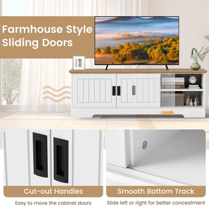 Goflame Farmhouse TV Stand for TVs up to 65" Entertainment Center with Storage Cabinets