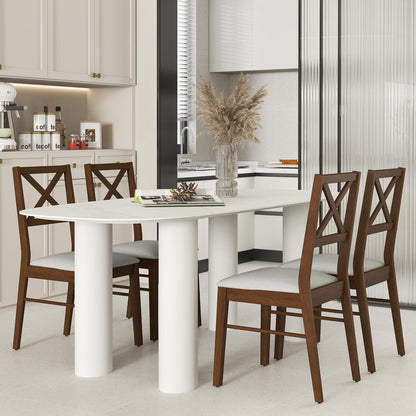 Goflame Wooden Dining Chairs Set of 2/4, Upholstered Kitchen Chairs w/Cross Back & Padded Seat
