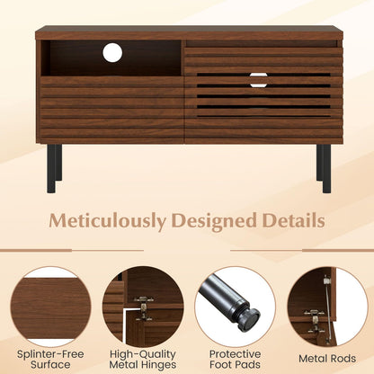 Goflame Mid Century Modern TV Stand with Fluted Entertainment Center