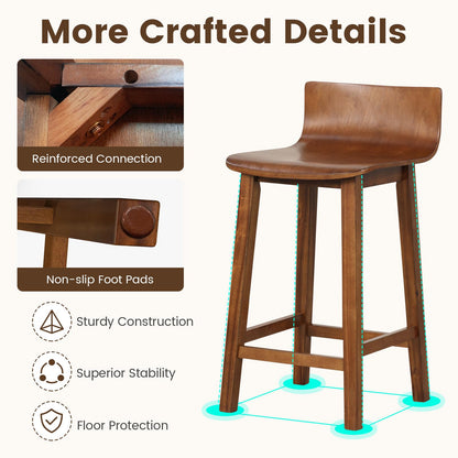 Goflame 2 or 4 Bar Stools Set with Low Back & Footrest