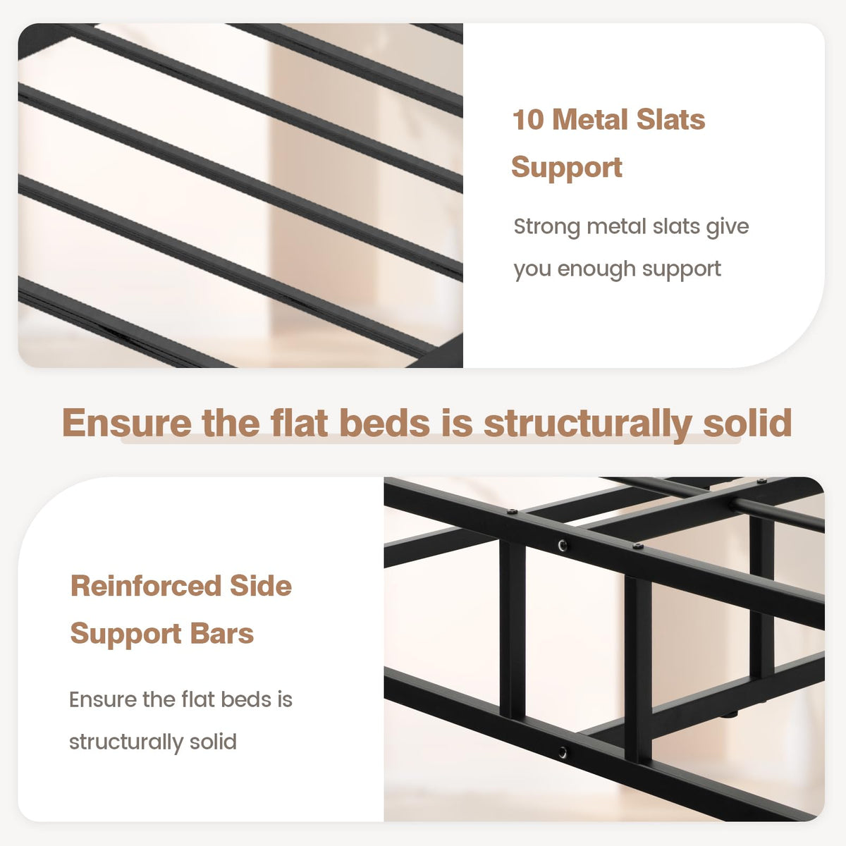 Goflame 10 Inch Bed Frame Queen Size, Metal Platform Queen Bed Frame, Heavy Duty Steel Slat Support