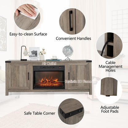GOFLAME Fireplace TV Stand for TVs Up to 70 Inches with Electric Fireplace and Remote Control