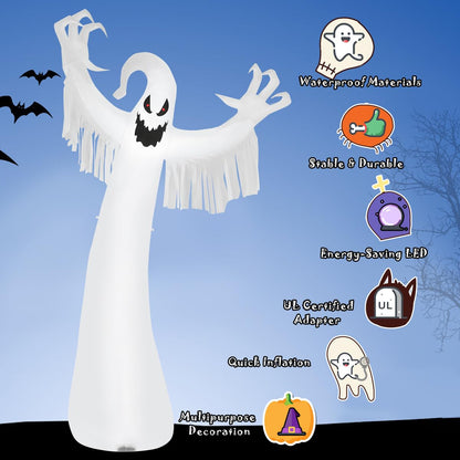 12FT Halloween Inflatable Ghost, Halloween Ghost Decoration w/ Fast Inflation & Deflation Design