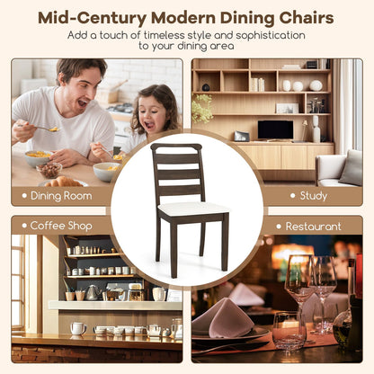 Goflame Wooden Dining Chairs Set of 2/4, Upholstered Kitchen Chairs w/Rubber Wood Frame, Padded Seat