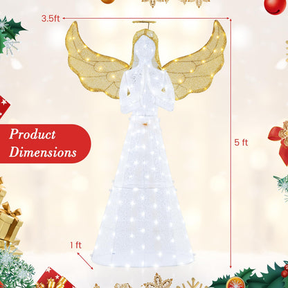 Goflame 5 FT Christmas Pre-Lit Angel, Yard Lighted-up Festive Angel w/Halo