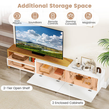 Goflame Modern TV Stand for 80 Inches TVs with Storage Shelves and Cabinets