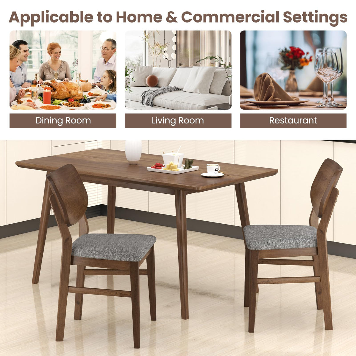 Goflame Wooden Dining Chairs Set