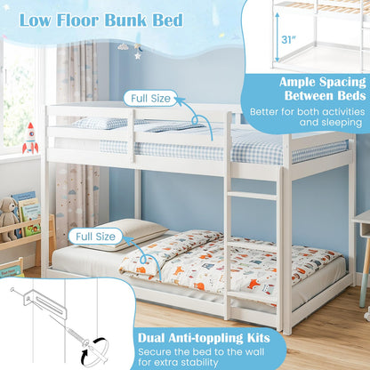 Goflame Full Over Full Bunk Bed with Full-Length Guardrails
