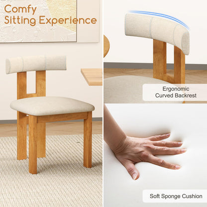 Goflame Modern Upholstered Accent Side Chairs with Curved Backrest