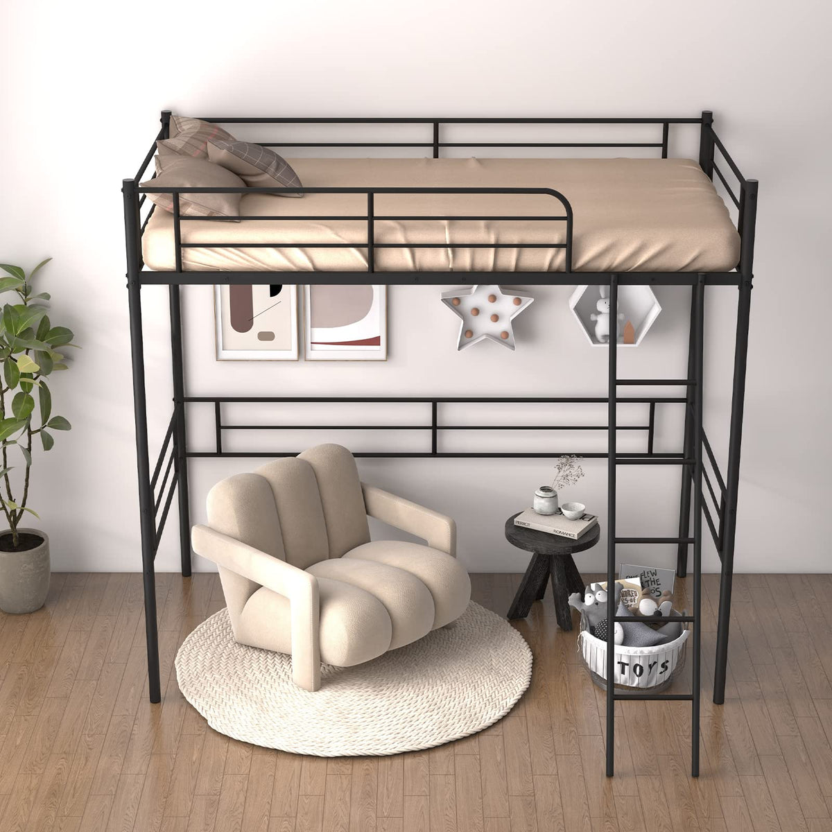 Metal Loft Bed Twin Size - Goflame