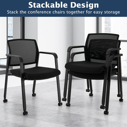 Goflame Waiting Room Chair Set, Rolling Office Desk Chairs with PU Wheels (2 / 4 / 6 / 8 / 10 / 12 Pack Options)