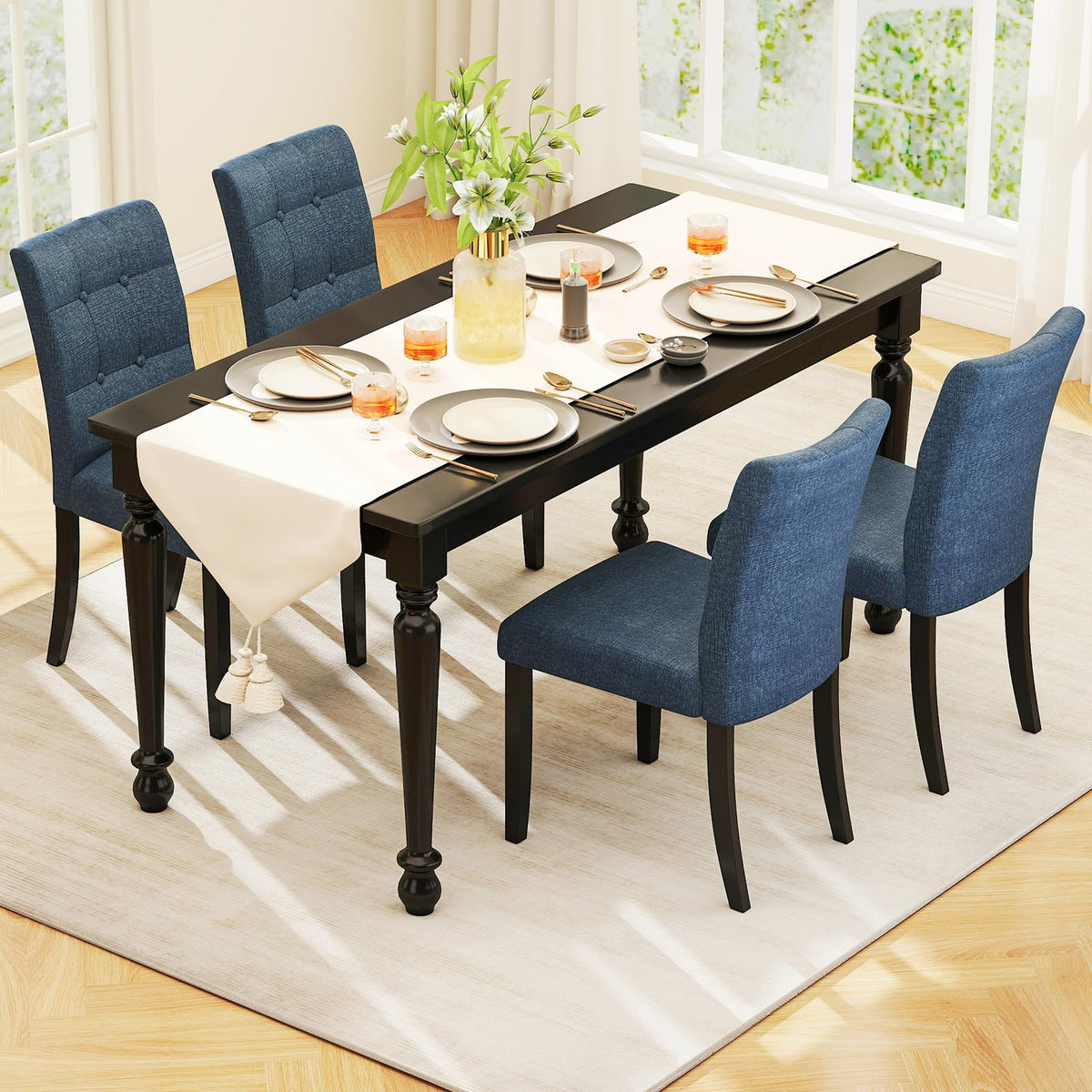 Goflame Upholstered Dining Chairs Set for Restaurant