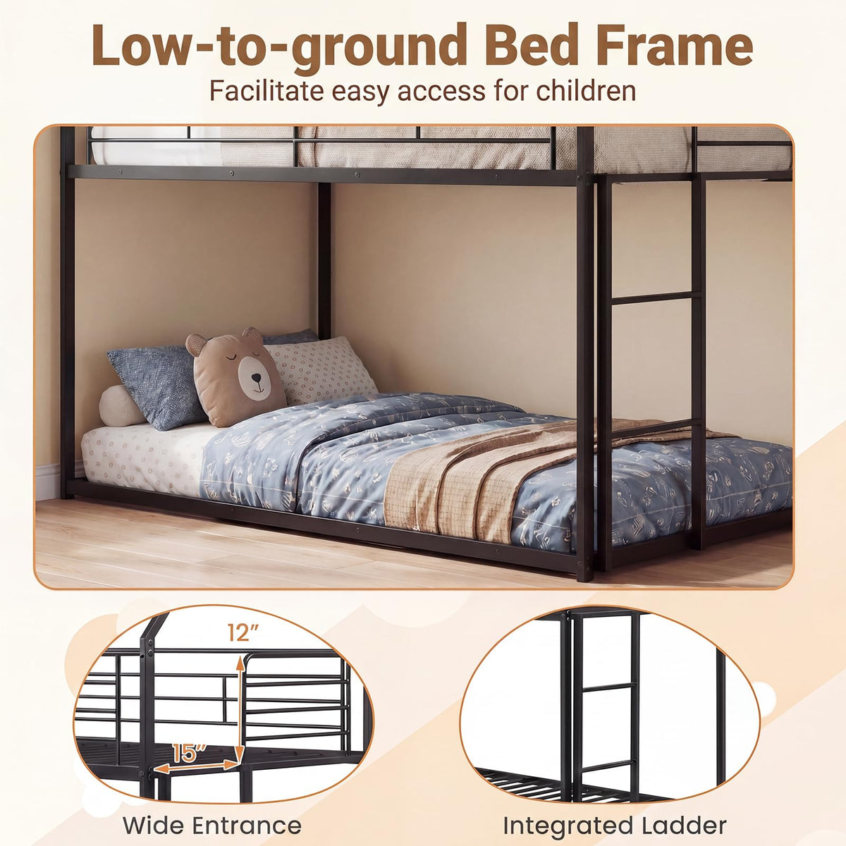 Goflame House-Shaped Twin Over Twin Metal Bunk Bed