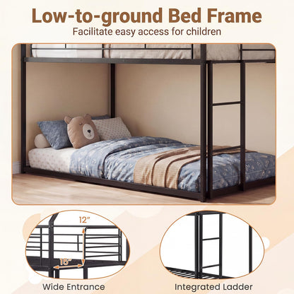 Goflame House-Shaped Twin Over Twin Metal Bunk Bed