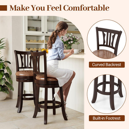 Goflame 26" Upholstered Counter Height Swivel Bar Stools Set of 2/4 with Back and Solid Rubber Frame