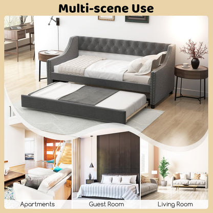 Goflame Upholstered Twin Daybed with Trundle