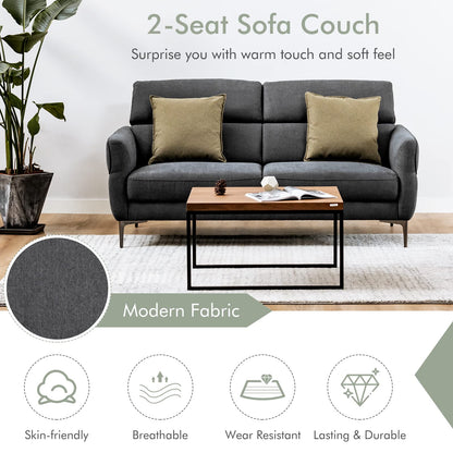 Goflame Couch, Upholstered Loveseat with Lift-up Headrest and Metal Legs