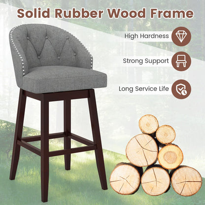 Goflame Modern Upholstered Bar Stools Set of 2/4, 31" Bar Height Swivel Kitchen Stools w/Button-Tufted Back