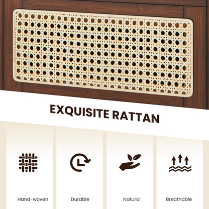 Goflame Rattan Nightstand with Drawer