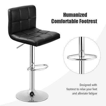 Goflame Bar Stool, Modern Swivel Adjustable Armless Barstools, Square Counter Height PU Leather Bar Stools