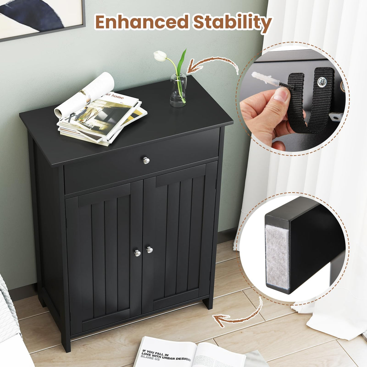 Goflame Freestanding Bathroom Storage Cabinet