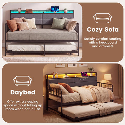 Goflame Daybed with Trundle Twin Bed Frame