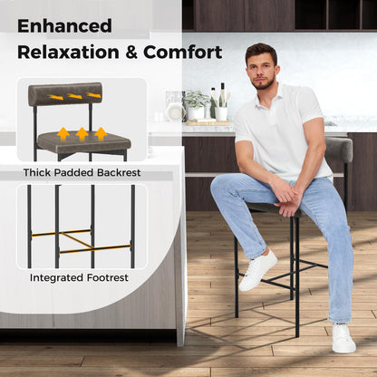Goflame Counter Height Bar Stools, 26 Inch Upholstered Bar Chairs with Back