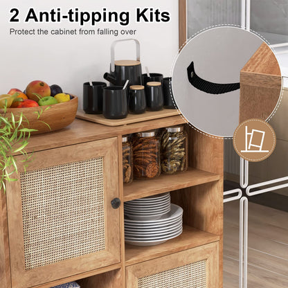 Goflame Buffet Cabinet, Wood Sideboard Storage Cabinet