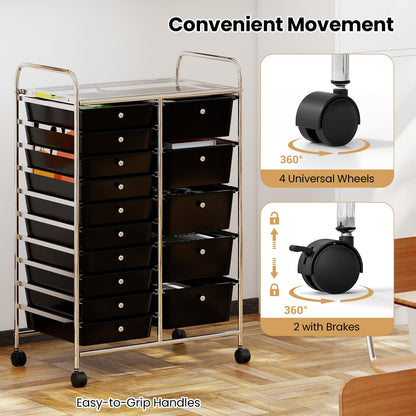 Goflame Rolling Storage Cart 15-Drawer Trolley with Chrome Plated Metal Frame