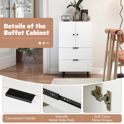 Goflame 2-Door Narrow Storage Sideboard Buffet Cabinet with Drawers