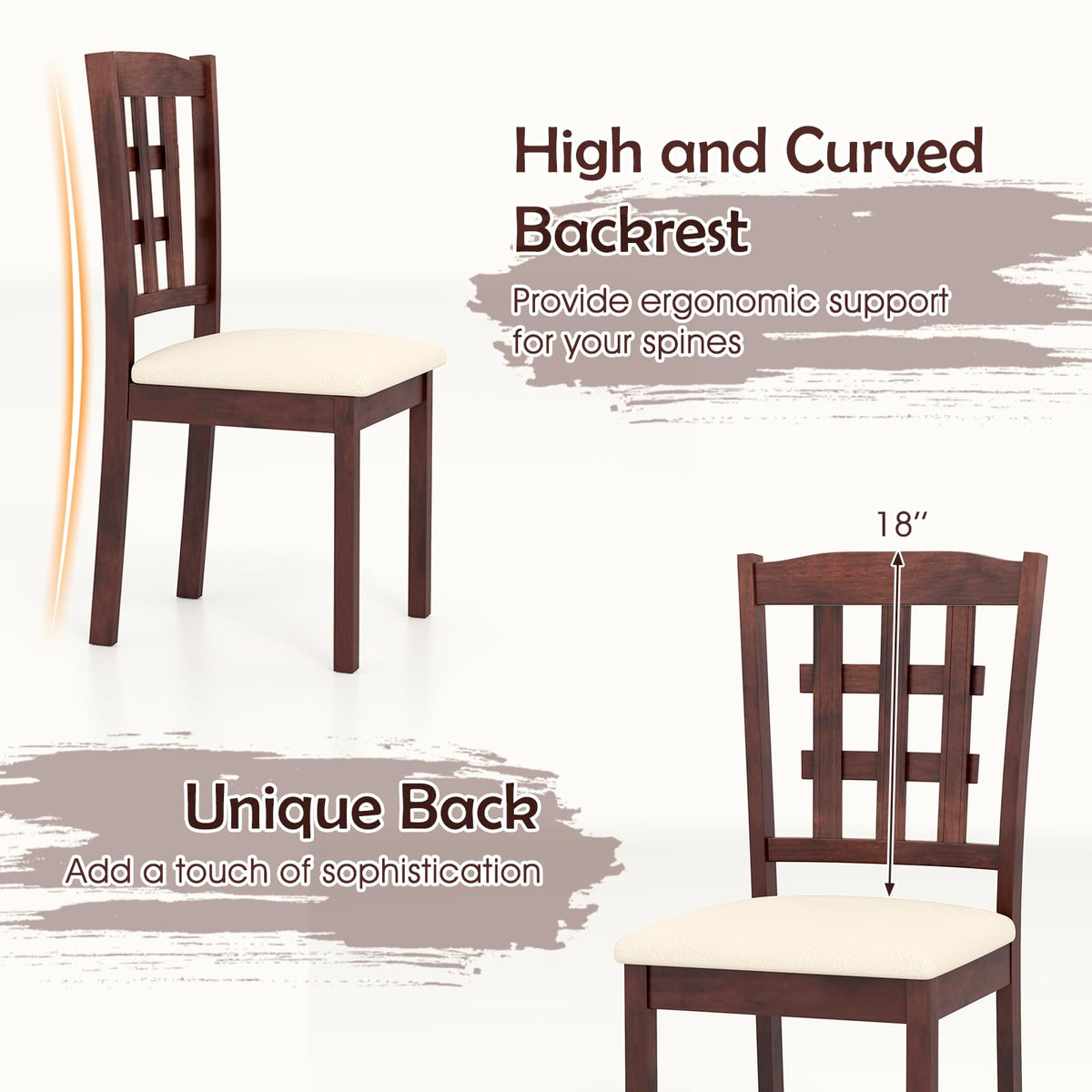 Goflame Wooden Dining Chairs Set of (2/4)