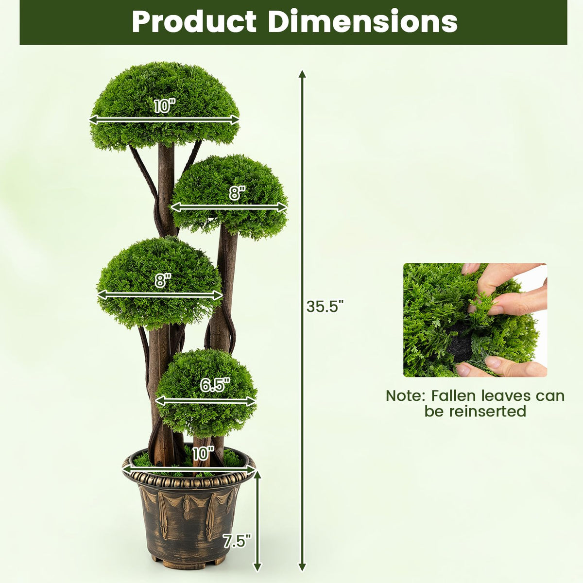 GOFLAME 3 FT Artificial Cypress Topiary Ball Tree
