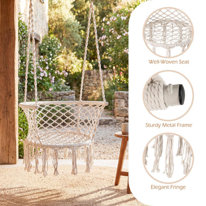 Goflame Hammock Chair | Macrame Swing Chair with Tassels