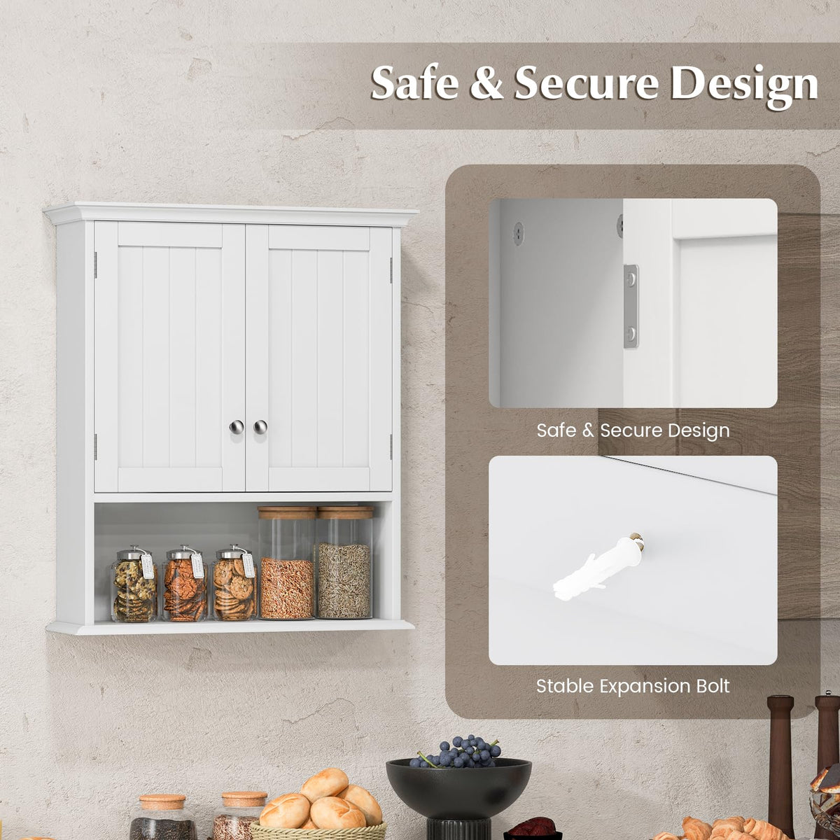 Goflame Wall Mounted Medicine Cabinets - Above Toilet Bathroom Cabinet with Adjustable Shelf