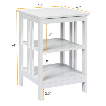 Goflame Nightstand 3-Tier Sofa Side Table W/Reinforced Bars and Stable Structure