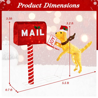 Goflame 3.5 FT Lighted Dachshund Climbing Mailbox, Pre-Lit Christmas Holiday Decoration