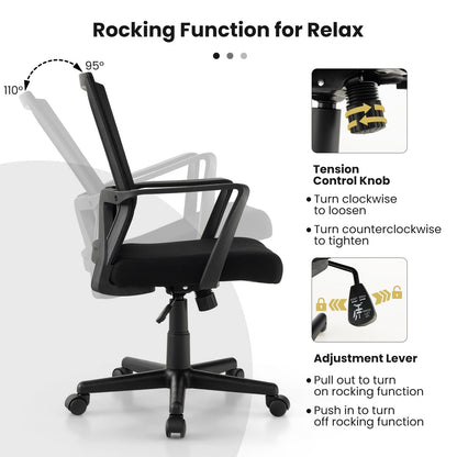 Goflame Office Desk Chair with Lumbar Support, Ergonomic Mesh Office Chair with Wheels and Armrests