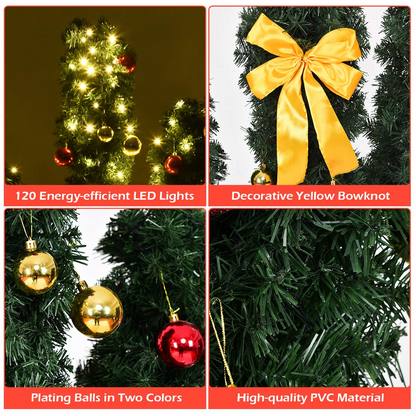 Goflame Pre-Lit Artificial Cactus Christmas Tree with LED Lights and Ball Ornaments - GoflameUS