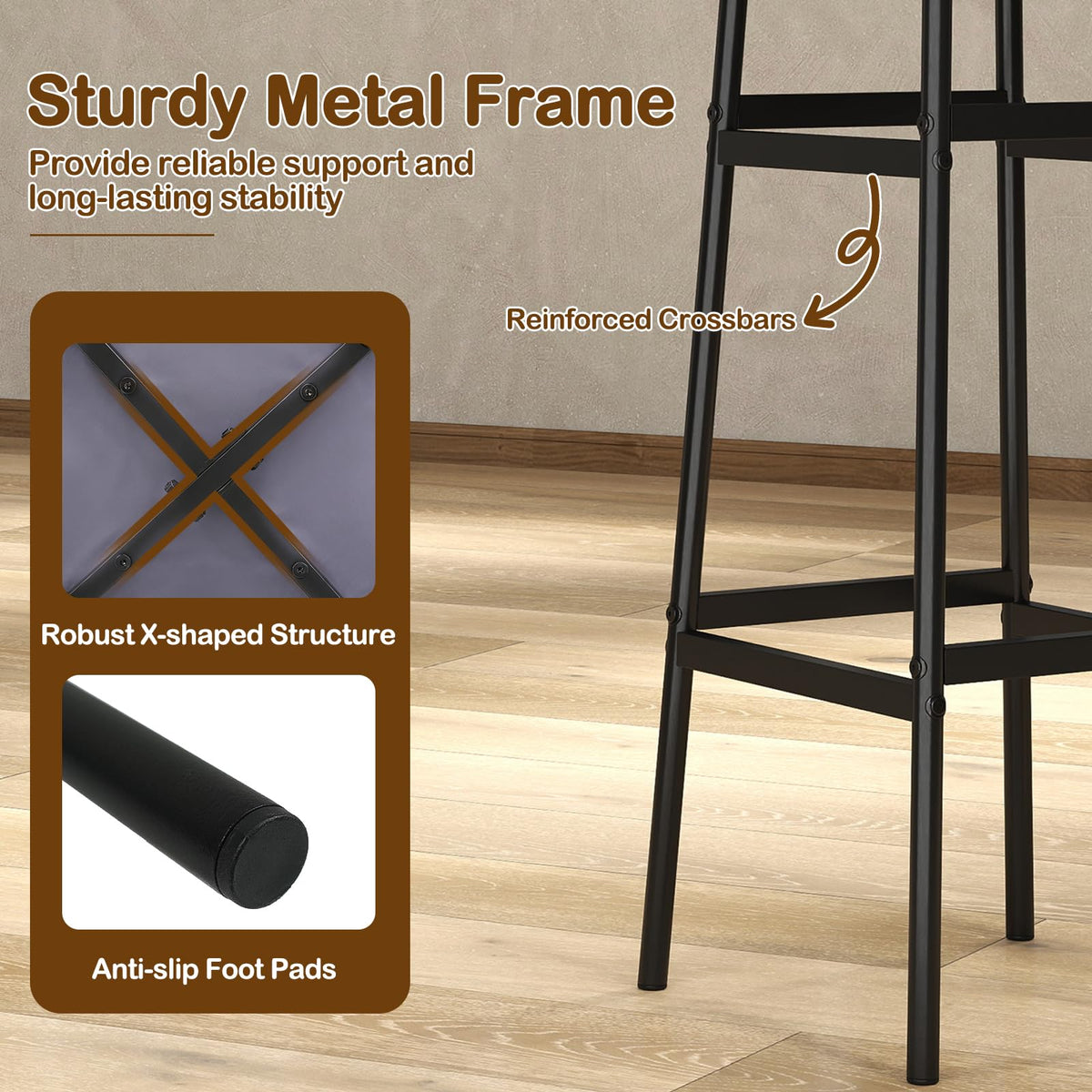 Goflame 29 Inch Bar Stools Set of 2/4 Upholstered Round Backless Bar Height Chairs with Sturdy Metal Frame and Footrest