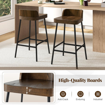 Goflame 24.5'' Bar Stool, Counter Height Bar Stools with Low Back & Footrest