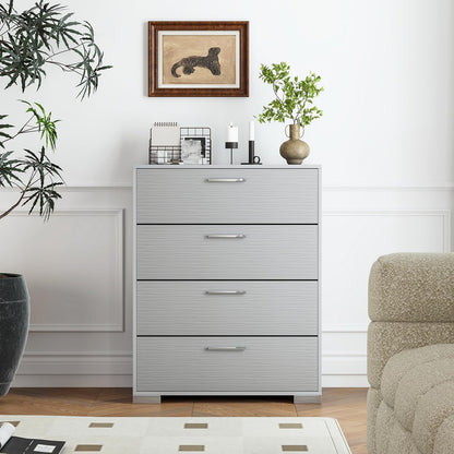 Goflame Storage Cabinet with 4 Drawers, Metal Legs & Handles, Anti-Toppling Devices, Tall Cabinet