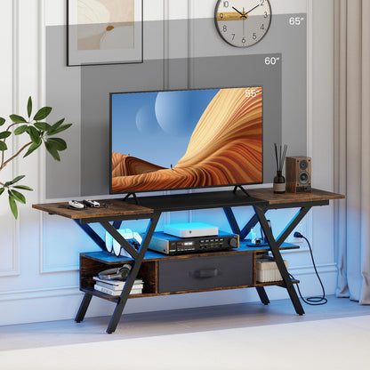 Goflame TV Stand with Power Outlets for 55-65 Inch TV