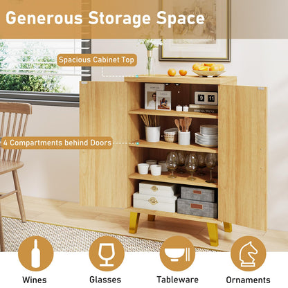 Goflame Sideboard Buffet Cabinet, Kitchen Storage Cabinet with Double Doors & Removable Shelves (Natural Oak,1)