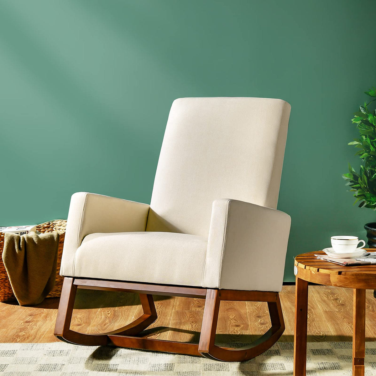 Goflame Rocking Chair Upholstered Living Room Chair