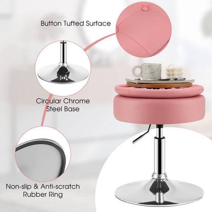 GOFLAME 360° Swivel PU Leather Vanity Stool with Storage Set of 2