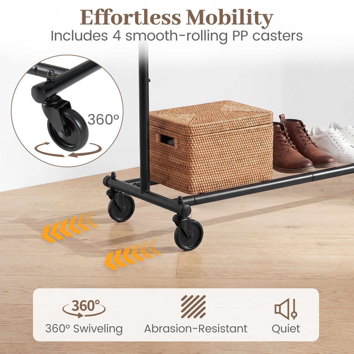 Goflame Extendable Heavy-Duty Rolling Clothing Rack with Wheels