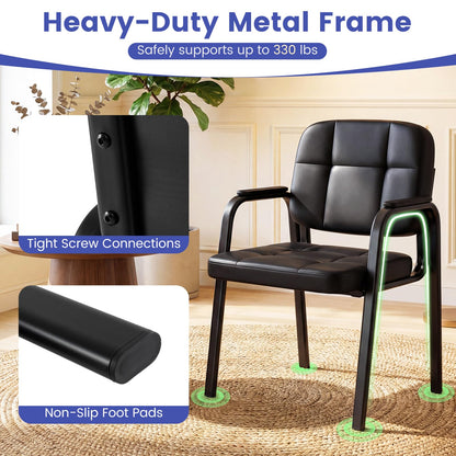 Goflame Leather Office Reception Chairs with Padded Armrests