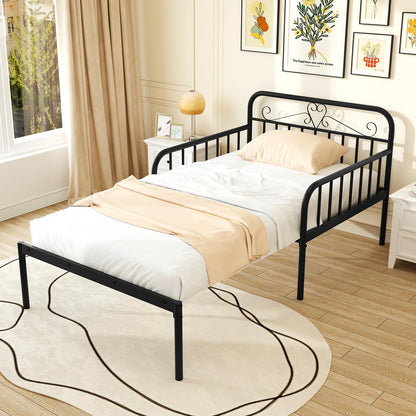 Goflame Metal Twin Bed Frame, Convertible Sofa Bed with Headboard & Armrests, Pull-Out Sleeper Chair Bed