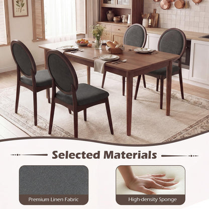 Goflame Set of 2/4 Upholstered Linen Fabric Kitchen Side Chairs with Padded Seat